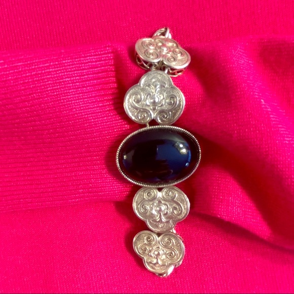 Sterling silver agate statement bracelet - Picture 6 of 8